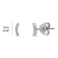 Front view of Bar CZ Stud Earrings in Sterling Silver, Rhodium Plated