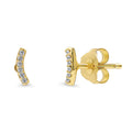 Bar CZ Stud Earrings in Sterling Silver, Yellow Gold Flashed