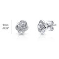 Rose Flower CZ Cartilage Stud Earrings in Sterling Silver, Rhodium Plated