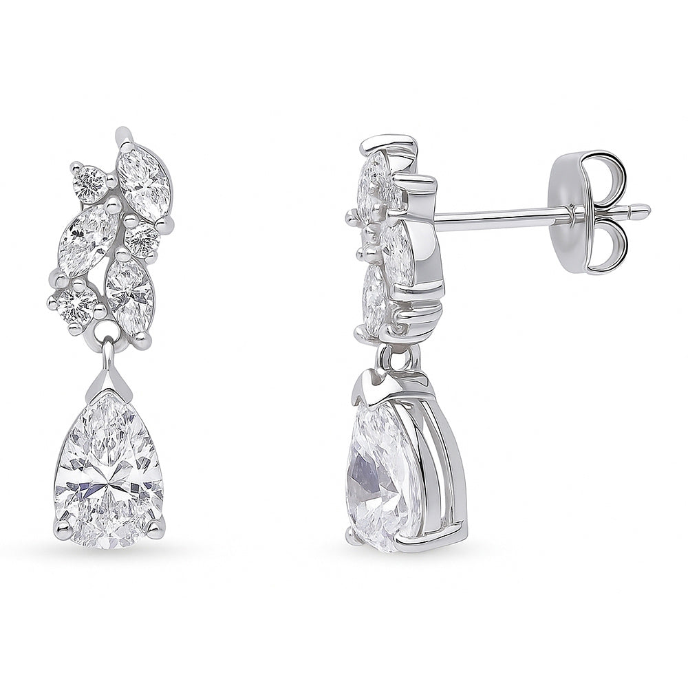 Cluster Teardrop Navette CZ Set in Sterling Silver, 2 of 7