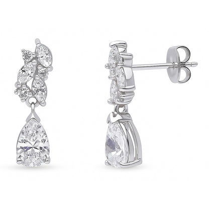 Cluster Teardrop Navette CZ Set in Sterling Silver