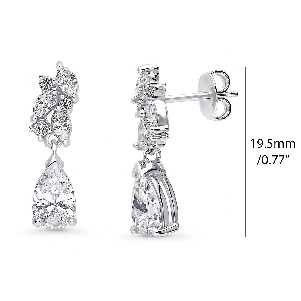 Cluster Teardrop Navette CZ Set in Sterling Silver, 4 of 7