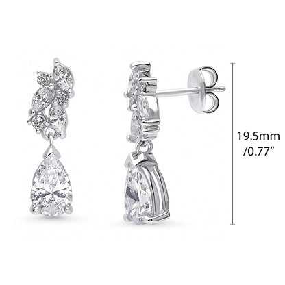 Cluster Teardrop Navette CZ Set in Sterling Silver