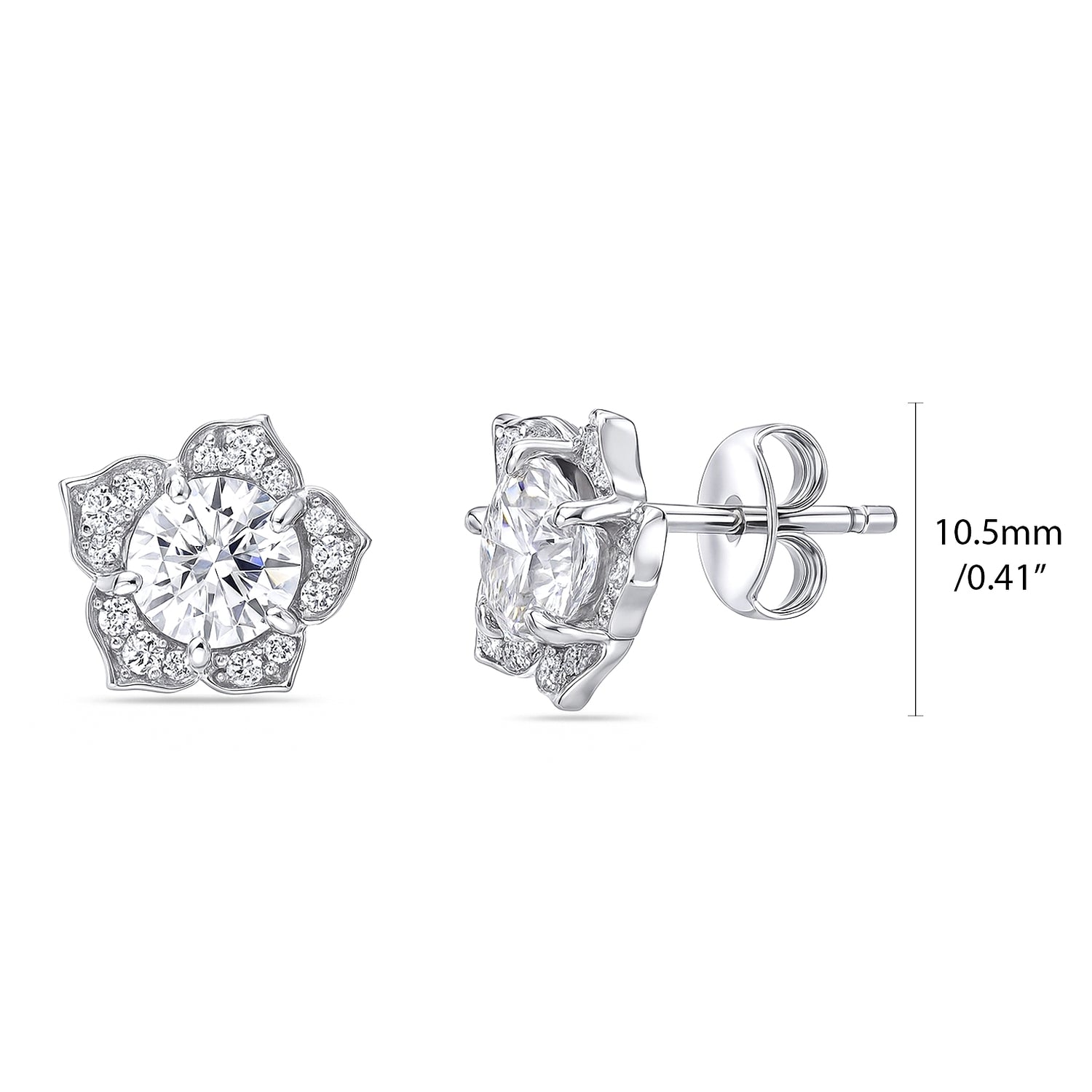 Flower Halo CZ Necklace and Earrings in Sterling Silver