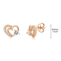 Open Heart CZ Stud Earrings in Sterling Silver, Rose Gold Flashed