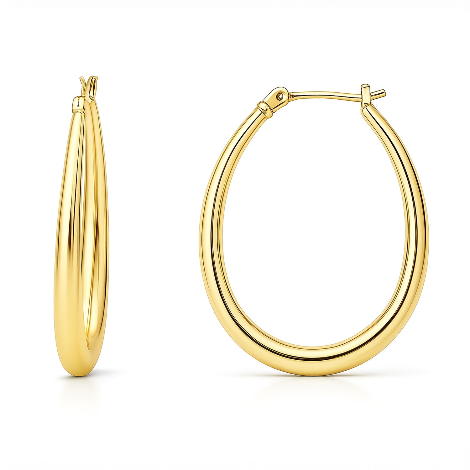 Teardrop Hoop Earrings 1.4 inch, Gold-tone