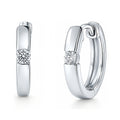 Solitaire CZ Small Hoop Earrings Gold Flashed 0.6 inch, 0.6 inch, Silver-tone
