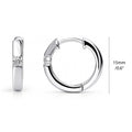 Solitaire CZ Small Hoop Earrings Gold Flashed 0.6 inch, 0.6 inch, Silver-tone
