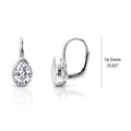 Solitaire 2.6ct Pear CZ Leverback Earrings in Sterling Silver, Rhodium Plated