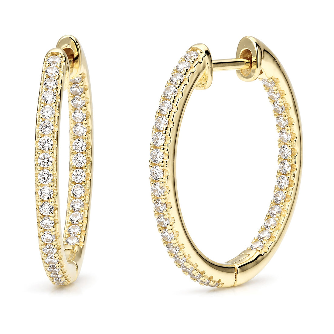 CZ Small Hoop Earrings in Sterling Silver