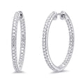 CZ Small Hoop Earrings in Sterling Silver, 1 inch