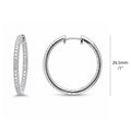 CZ Small Hoop Earrings in Sterling Silver, 1 inch