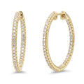 CZ Small Hoop Earrings in Sterling Silver, 1 inch, Gold Flashed