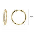 CZ Small Hoop Earrings in Sterling Silver, 1 inch, Gold Flashed