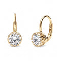 Solitaire 2ct Crown Set CZ Earrings in Sterling Silver, Gold Plated