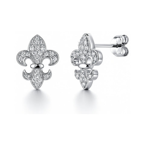 Z7 Fleur De Lys Lis - Orecchini in argento sterling 925 con Z7 Fleur De Lys Lis - Orecchini in argento sterling 925 con