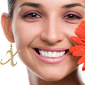 Initial Letter Fish Hook Earrings Gold-Tone, X