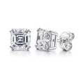 Solitaire Asscher CZ Stud Earrings in Sterling Silver, 6mm