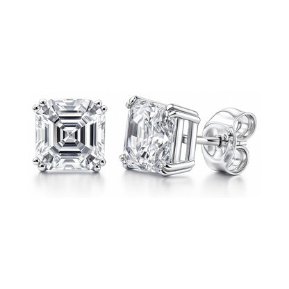 Solitaire 2.4ct/3ct Asscher CZ Set in Sterling Silver