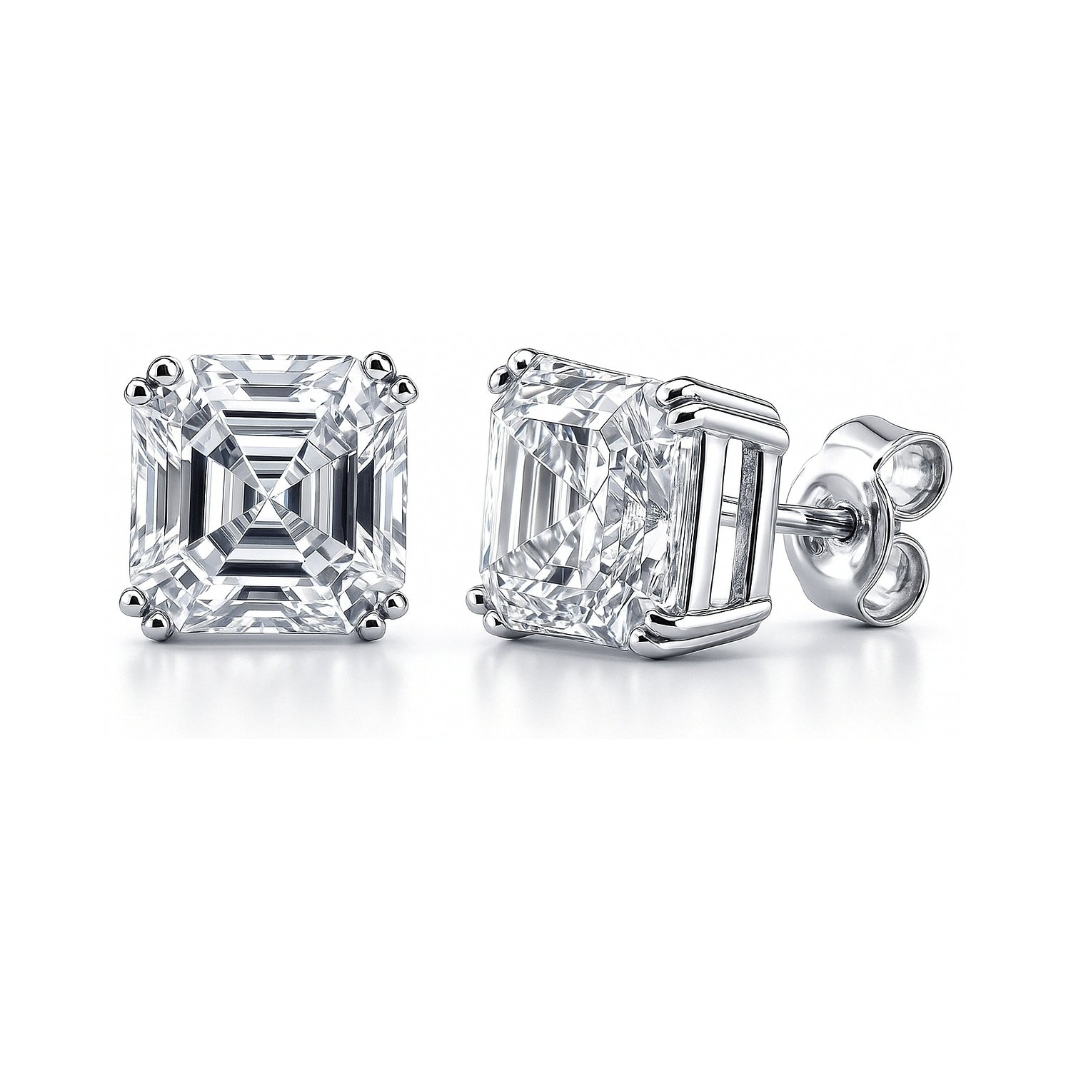 Solitaire Asscher CZ Stud Earrings in Sterling Silver – BERRICLE