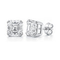 Solitaire Asscher CZ Stud Earrings in Sterling Silver