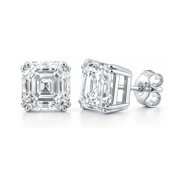 Sterling Silver Solitaire Asscher Cut CZ Stud Earrings – BERRICLE