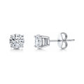 Solitaire CZ Stud Earrings in Sterling Silver, 6mm