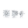 Solitaire CZ Stud Earrings in Sterling Silver, 8mm