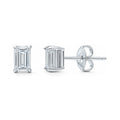 Solitaire Emerald Cut CZ Stud Earrings in Sterling Silver, 6mm x 4mm