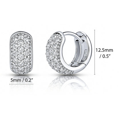 Dome CZ Huggie Earrings in Gold Flashed Sterling Silver, 2 Pairs