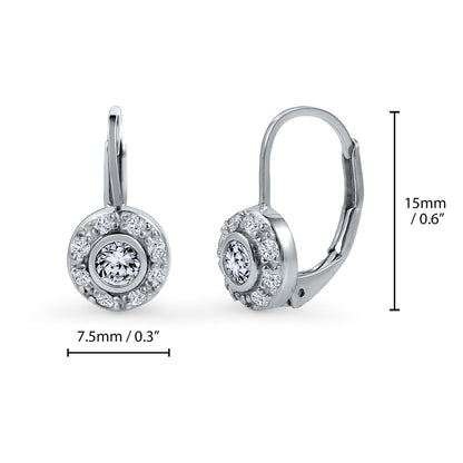 Halo CZ Earrings in Gold Flashed Sterling Silver, 2 Pairs