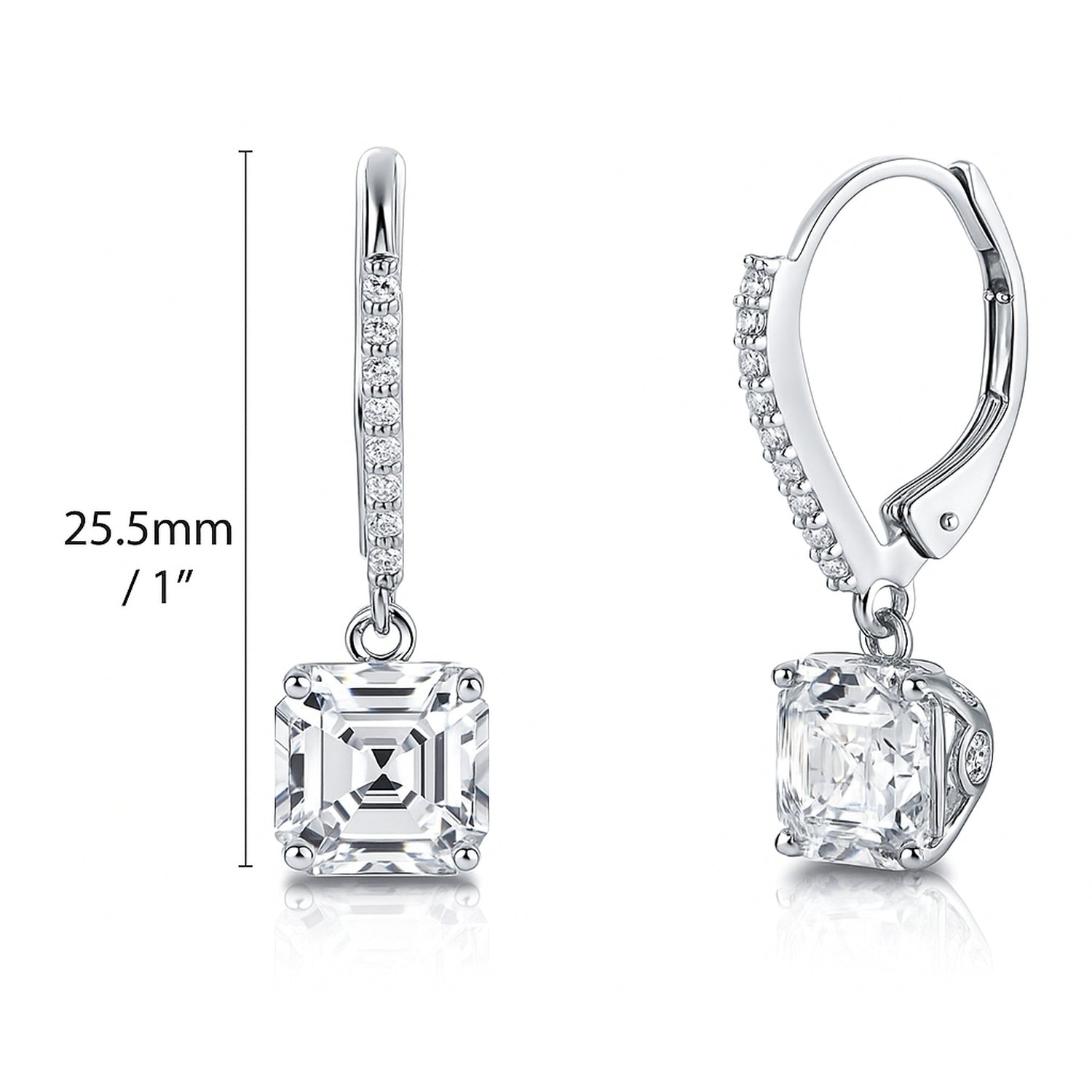 CZ Leverback Earrings in Sterling Silver, 3 of 4