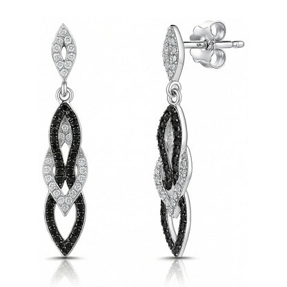 Black and White CZ Earrings in Sterling Silver