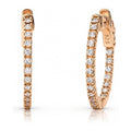 CZ Small Inside-Out Hoop Earrings in Sterling Silver 0.8 inch, Rose Gold Flashed