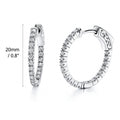CZ Small Inside-Out Hoop Earrings in Sterling Silver 0.8 inch, Rhodium Plated