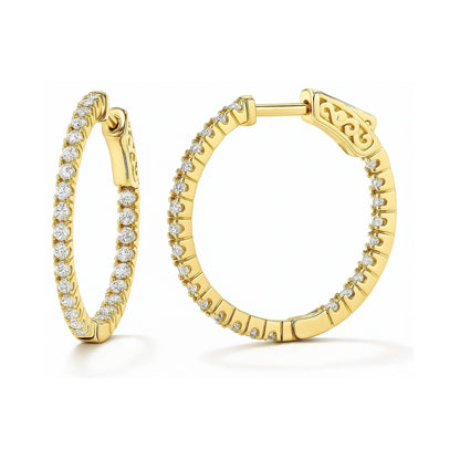 CZ Small Inside-Out Hoop Earrings in Sterling Silver 1", 2 Pairs