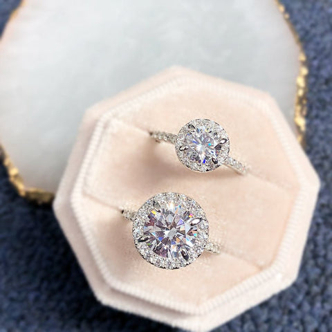 Halo Ring Style R1244-01, Halo Ring Style R1244-02 in Flatlay Display