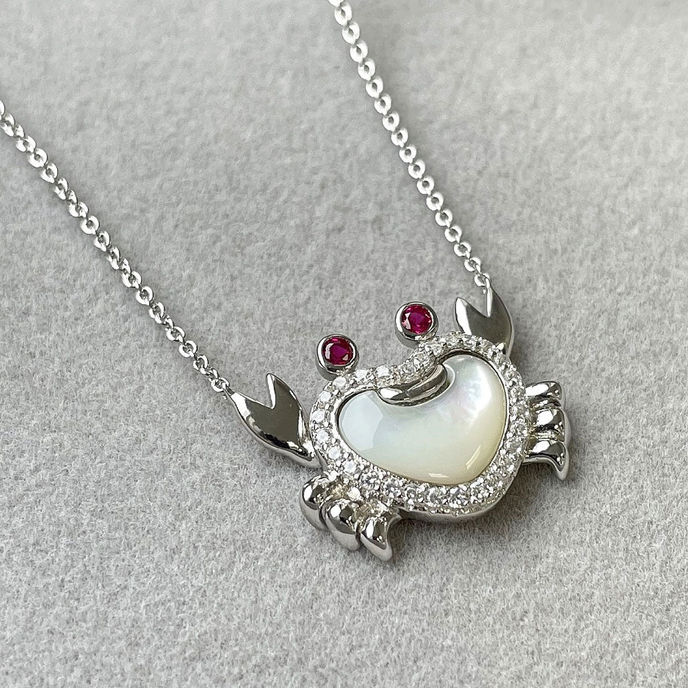Sterling Silver Crab Mother Of Pearl Pendant Necklace – BERRICLE