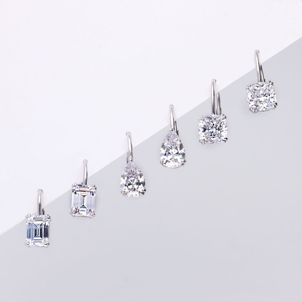 Flatlay view of Solitaire CZ Earrings in Gold Flashed Sterling Silver, 2 Pairs, 7 of 11