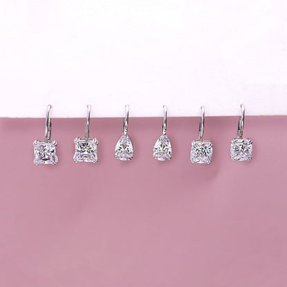 Solitaire CZ Earrings in Gold Flashed Sterling Silver, 2 Pairs