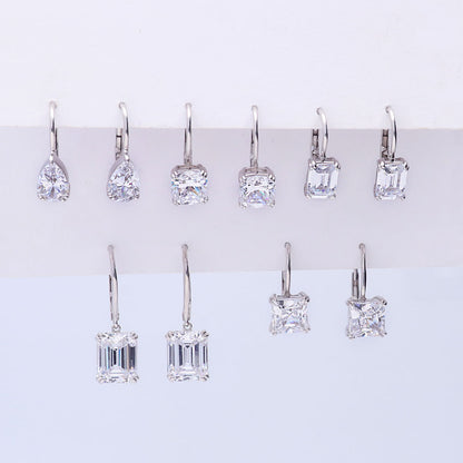 Solitaire CZ Earrings in Gold Flashed Sterling Silver, 2 Pairs