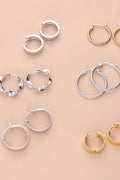 Flatlay view of Cable Small Hoop Earrings in Sterling Silver 0.9 inch