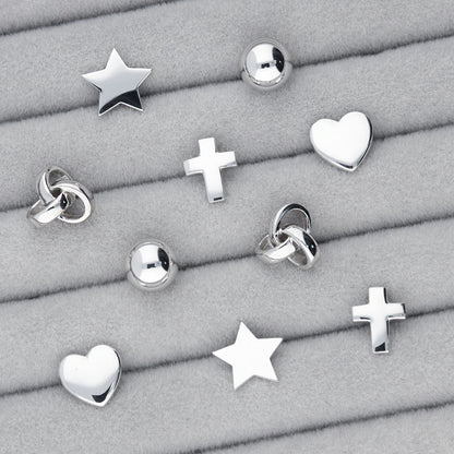 Cross Square Stud Earrings in Sterling Silver, 2 Pairs