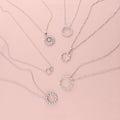 Flatlay view of Open Circle CZ Necklace in Sterling Silver