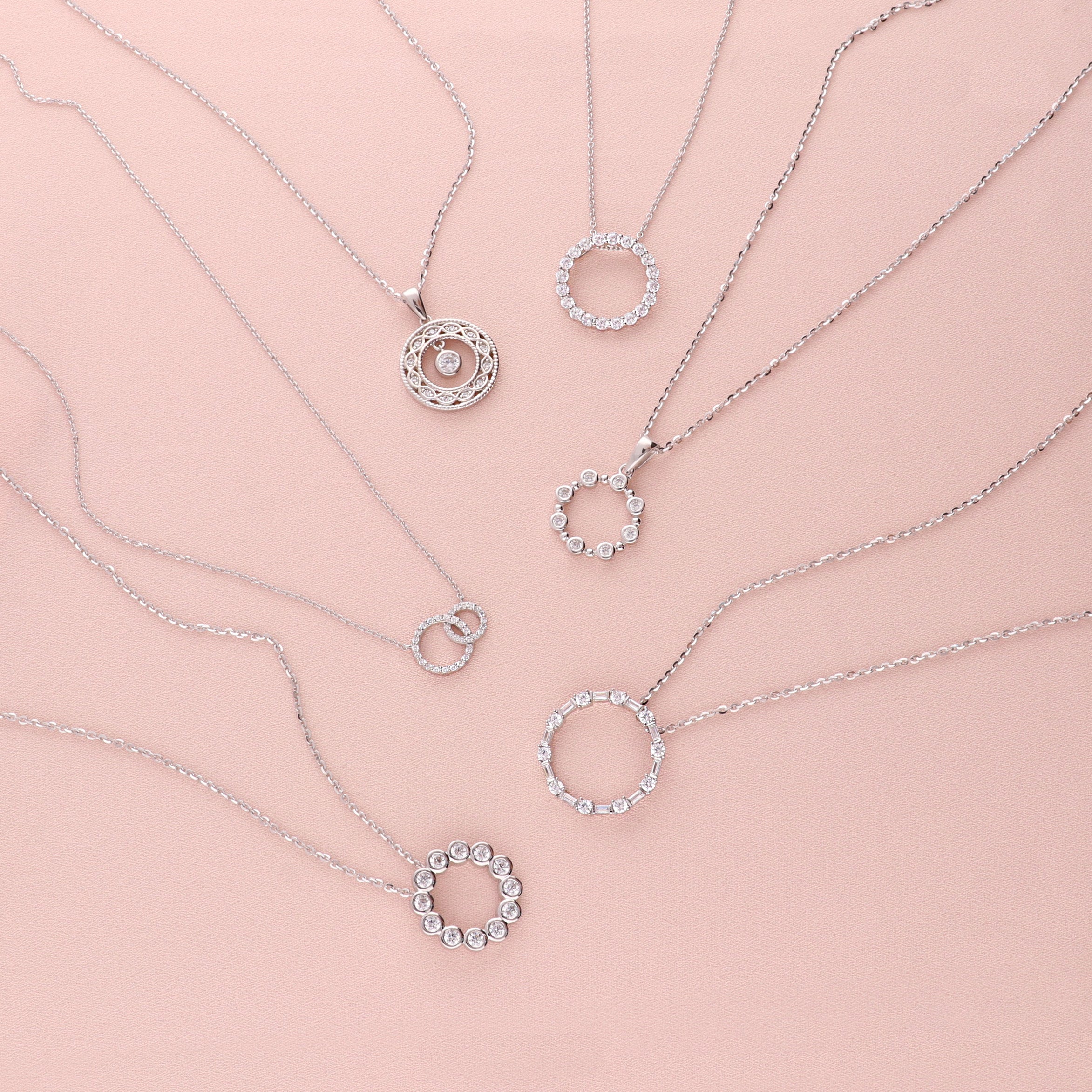 Open Circle CZ Necklace in Sterling Silver