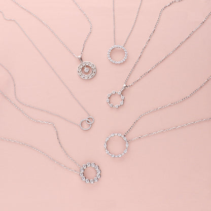 Open Circle CZ Necklace and Earrings in Sterling Silver