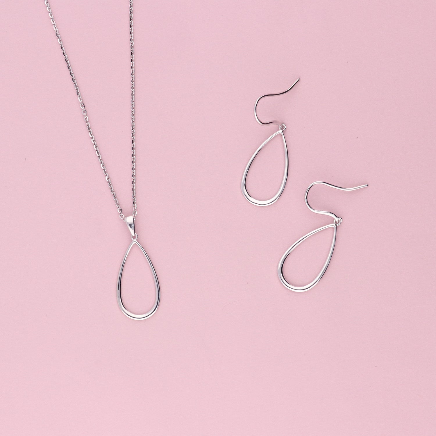Flatlay view of Teardrop Fish Hook Earrings in Sterling Silver, 5 of 6