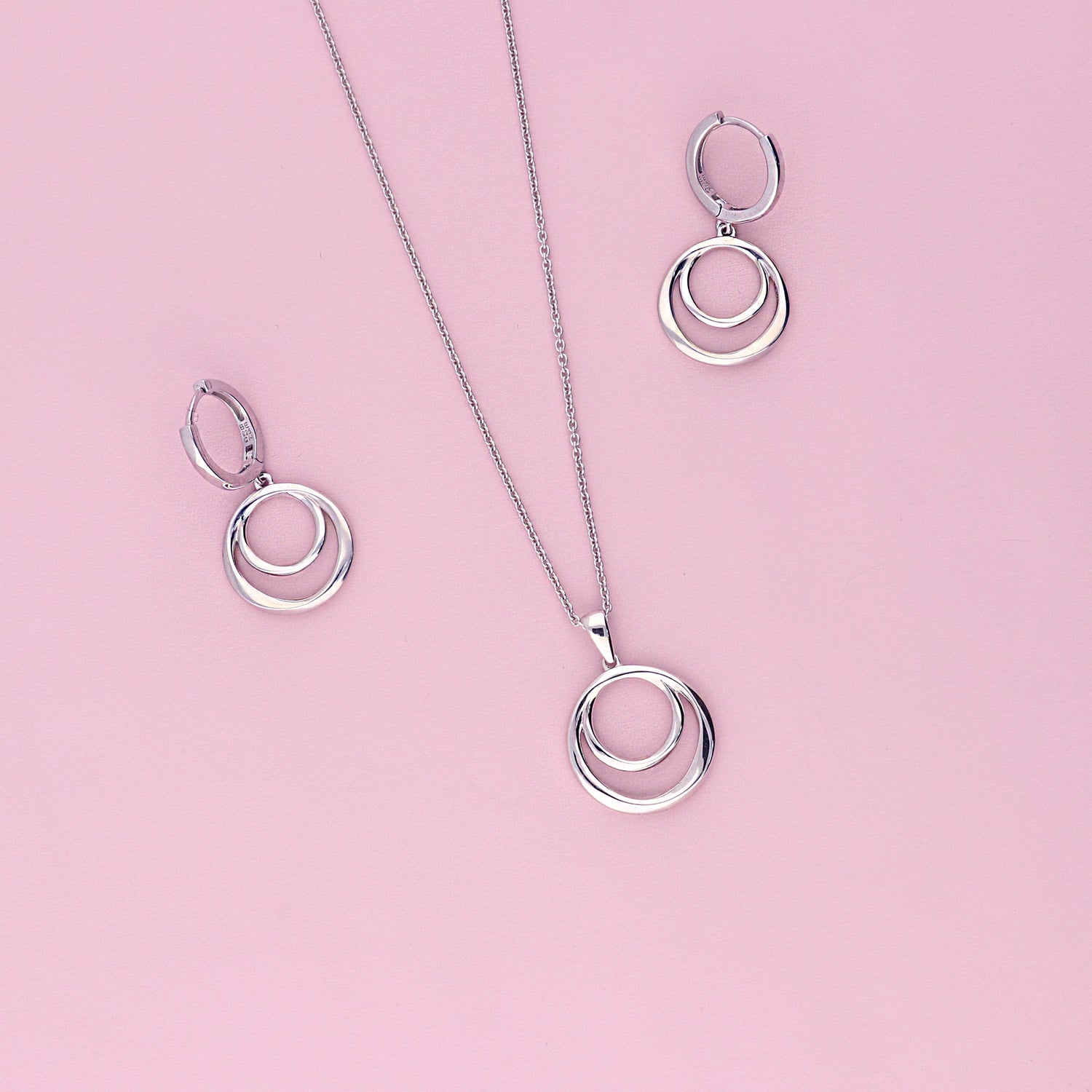Flatlay view of Open Circle Dangle Earrings in Sterling Silver, 7 of 8