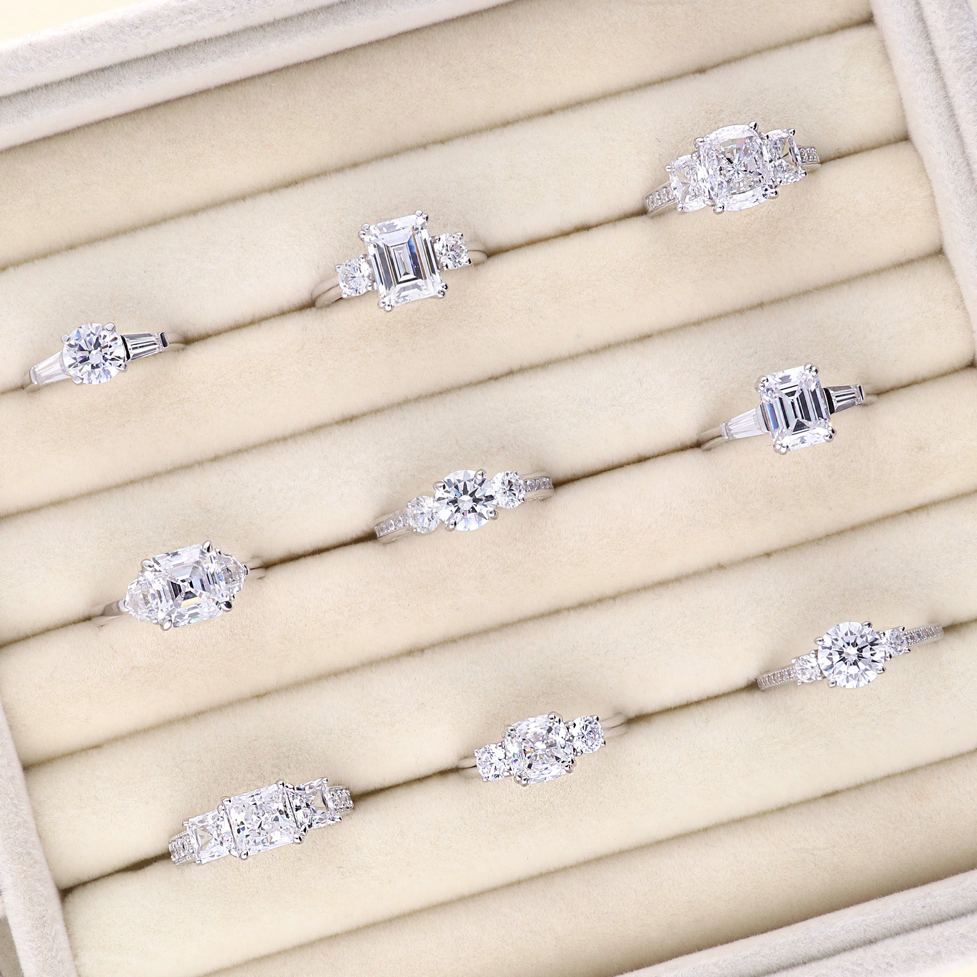 3-Stone 1.6ct Princess CZ Ring in Sterling Silver