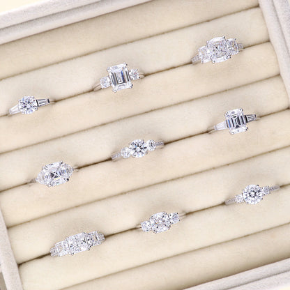 3-Stone 1.6ct Princess CZ Ring in Sterling Silver